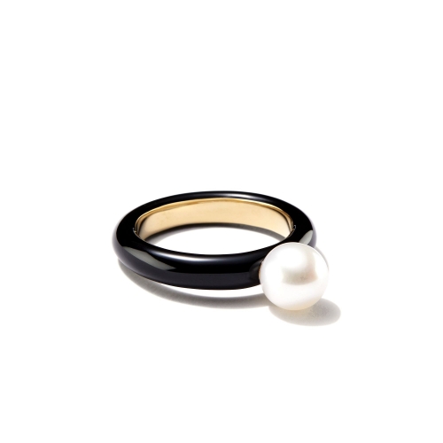 Женское кольцо из серебра с жемчугом и с эмалью