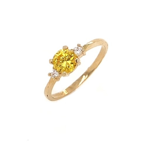 Детское кольцо  из желтого золота с цитрином и фианитом
