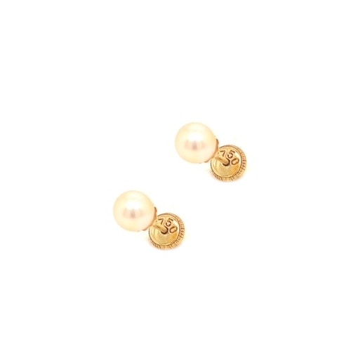 Cерьги-гвоздики  из желтого золота с жемчугом