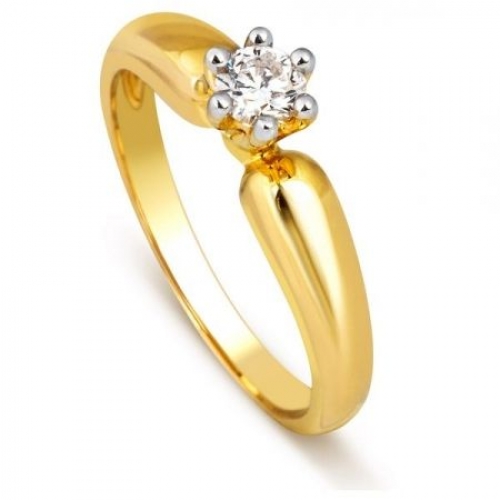 Помолвочное кольцо с 1 бриллиантом из желтого золота