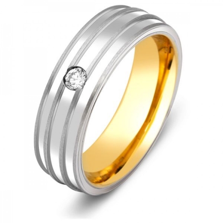 Ювелирная компания «ТИТУЛ» Обручальное кольцо из комбинированного золота с бриллиантом
