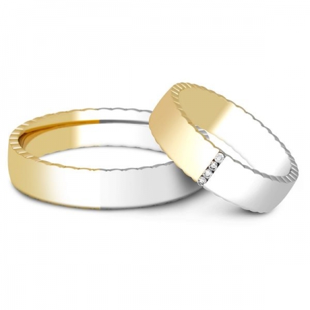 Ювелирная компания «ТИТУЛ» Обручальное кольцо из комбинированного золота с бриллиантами из золота