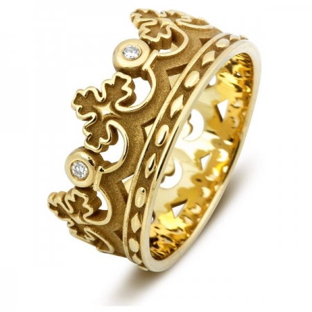 Ювелирная компания «ТИТУЛ» Эксклюзивное обручальное кольцо из жёлтого золота с бриллиантами Корона