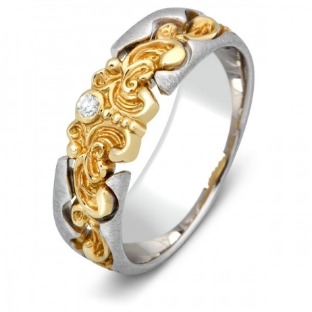 Ювелирная компания «ТИТУЛ» Кольцо обручальное из комбинированного золота с бриллиантом