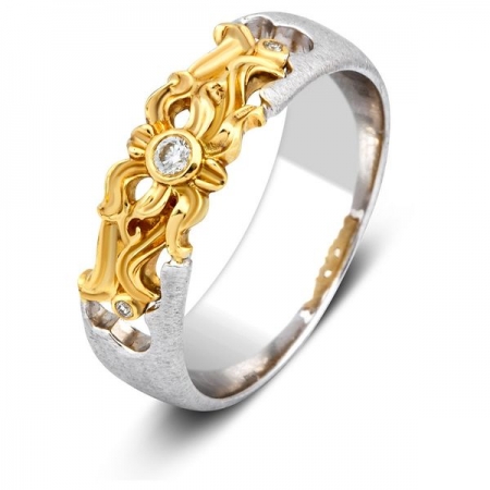 Ювелирная компания «ТИТУЛ» Эксклюзивное обручальное кольцо из комбинированного золота с бриллиантом