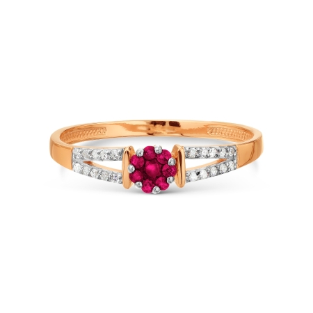 Т131017695-01 золотое кольцо с рубинами и бриллиантами