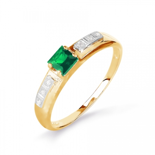 Ювелирный завод Топаз Золотое кольцо с изумрудом и бриллиантом
