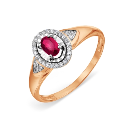 Т146618598 золотое кольцо с рубином и бриллиантом