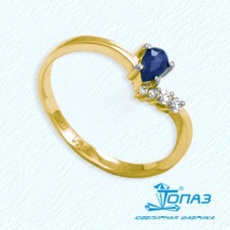 Т941011971 золотое кольцо с сапфиром и бриллиантами