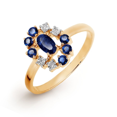 Т145616494 золотое кольцо с сапфирами, бриллиантами