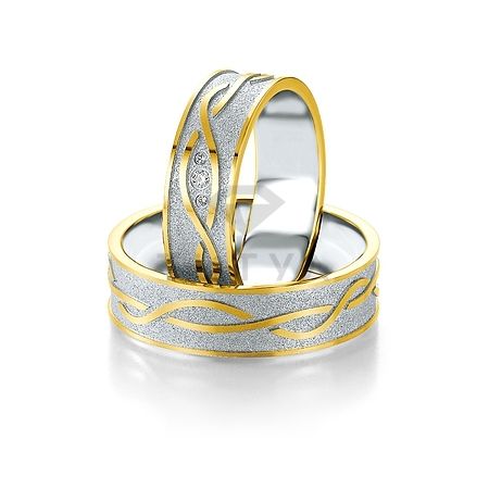 Т-28148 золотые парные обручальные кольца (ширина 6 мм.) (цена за пару)