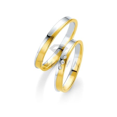 Т-27484 золотые парные обручальные кольца (ширина 3 мм.) (цена за пару)