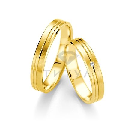 Т-26926 золотые парные обручальные кольца (ширина 4 мм.) (цена за пару)