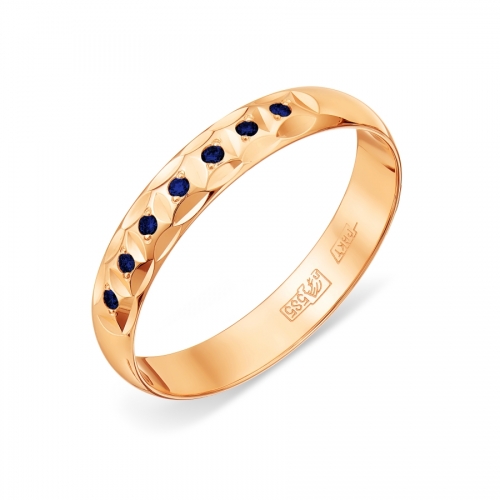 Ювелирный завод Топаз Золотое кольцо обручальное с сапфирами