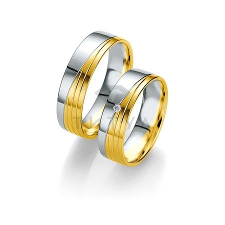 Т-27495 золотые парные обручальные кольца (ширина 6 мм.) (цена за пару)