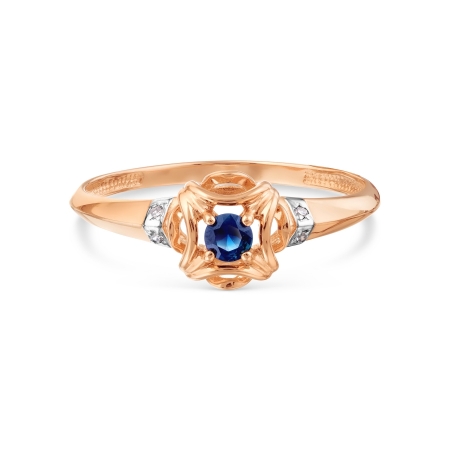 Т116018273 золотое кольцо с сапфиром и бриллиантом