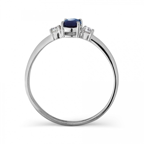 Женское кольцо из белого золота с сапфиром и бриллиантом