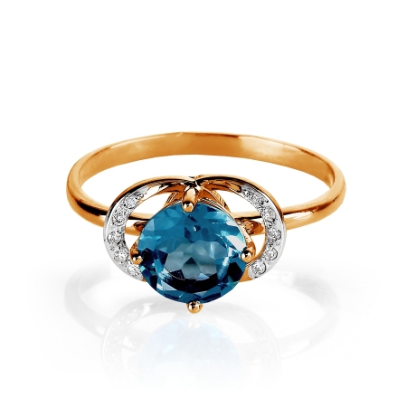 Т141015118-01 золотое кольцо с топазом и бриллиантами