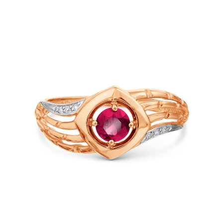 Т141018452 золотое кольцо с рубином и бриллиантом