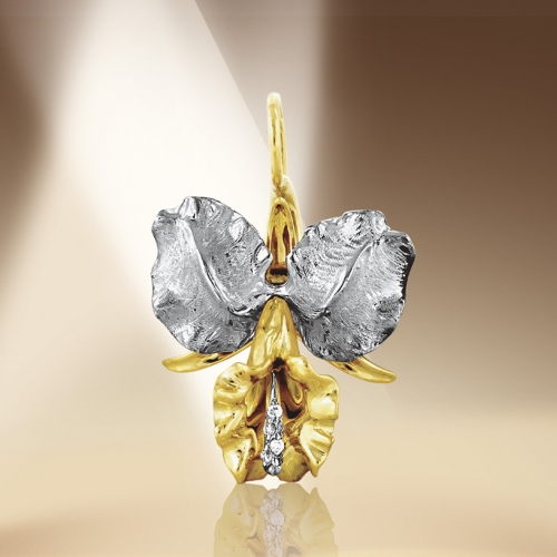 Ювелирный завод Топаз Подвеска Цветок из желтого золота с бриллиантами