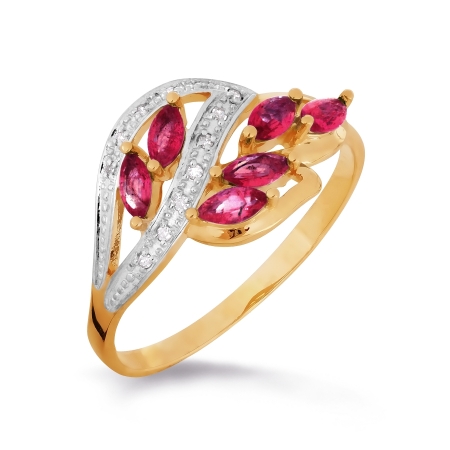 Т141016307 золотое кольцо с рубином и бриллиантом