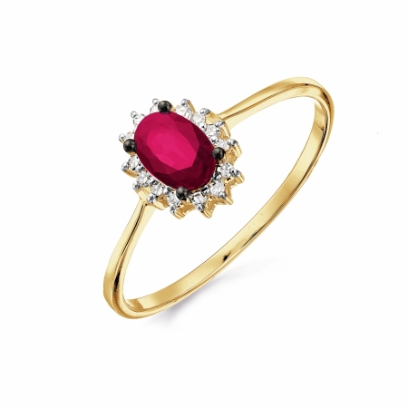 Т941017663 кольцо из желтого золота с рубином и бриллиантом