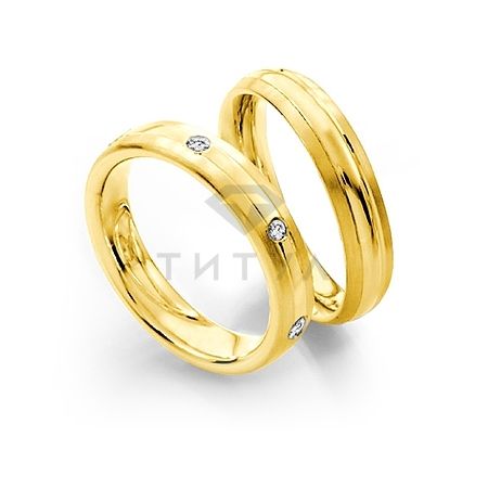Т-28127 золотые парные обручальные кольца (ширина 4 мм.) (цена за пару)