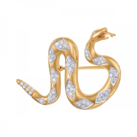 Брошь-подвеска Змея из золота с бриллиантами