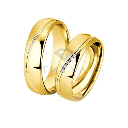 Т-27959 золотые парные обручальные кольца (ширина 6 мм.) (цена за пару)