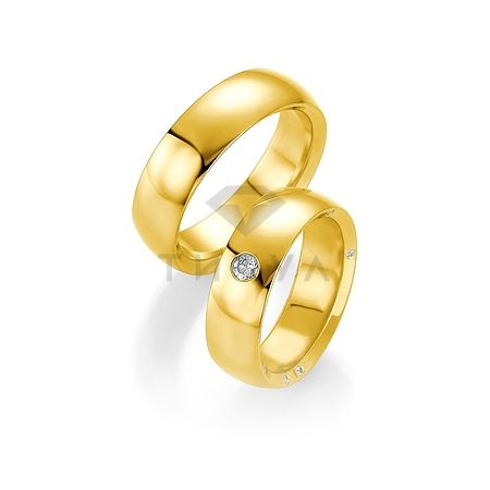 Т-28913 золотые парные обручальные кольца (ширина 7 мм.) (цена за пару)