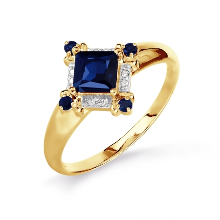 Золотое кольцо с сапфирами и бриллиантами
