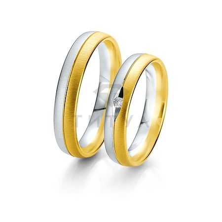 Т-27634 золотые парные обручальные кольца (ширина 4 мм.) (цена за пару)