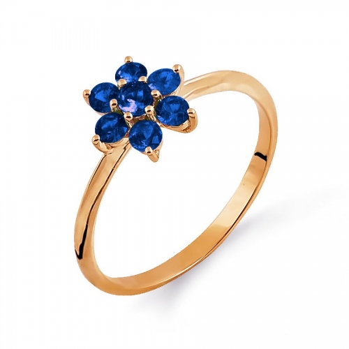 Ювелирный завод Топаз Золотое кольцо Цветок с сапфирами