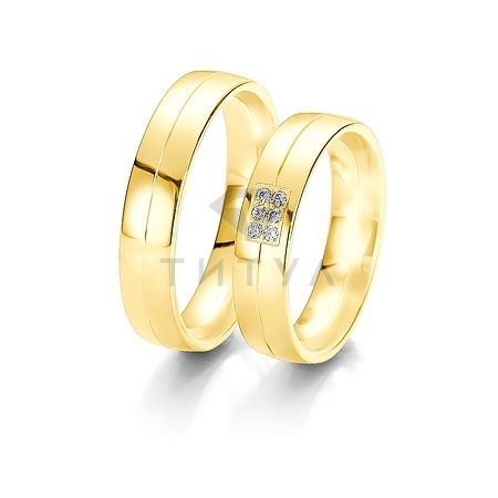 Т-28114 золотые парные обручальные кольца (ширина 5 мм.) (цена за пару)
