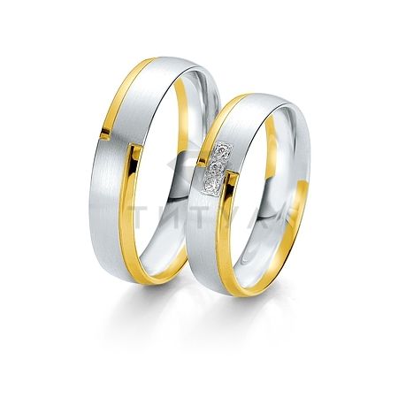 Т-28429 золотые парные обручальные кольца (ширина 5 мм.) (цена за пару)