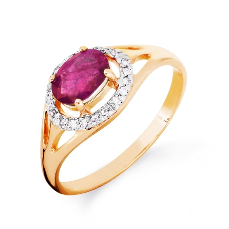 Т141016431 золотое кольцо с рубином и бриллиантом