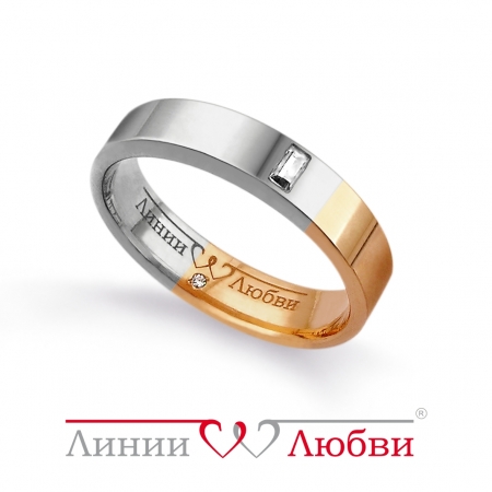 Л41101014 кольцо обручальное из комбинированного золота с бриллиантами