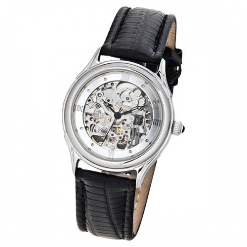 Часовой завод Чайка Мужские серебряные часы «Скелетон»
