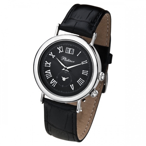 Часовой завод Чайка Мужские серебряные часы Platinor коллекции «Шанс»