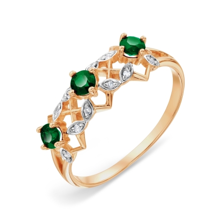 Ювелирный завод Топаз Золотое кольцо с изумрудами и бриллиантами