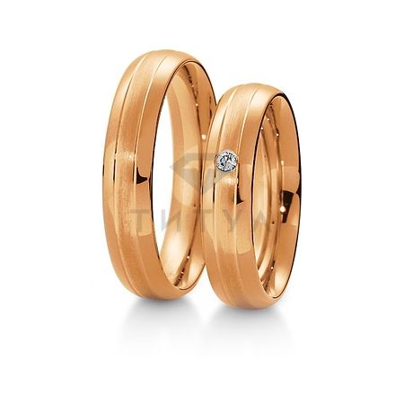 Т-28160 золотые парные обручальные кольца (ширина 5 мм.) (цена за пару)