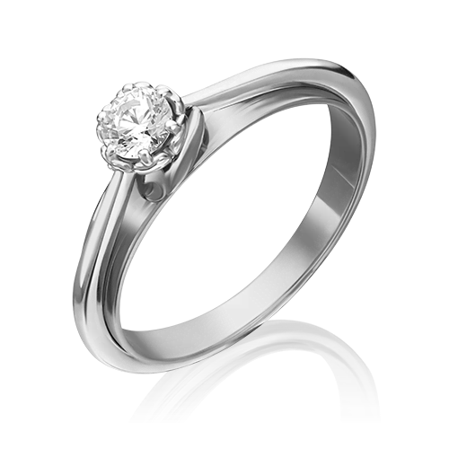 Помолвочное кольцо из белого золота с фианитом