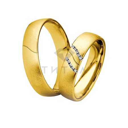 Т-28215 золотые парные обручальные кольца (ширина 5 мм.) (цена за пару)
