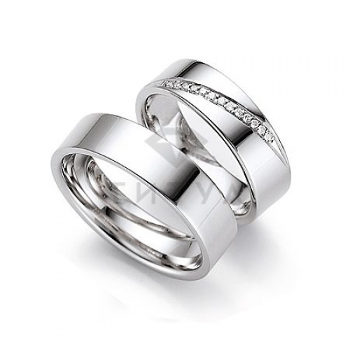 Платиновые парные обручальные кольца (ширина 6 мм.) (цена за пару)