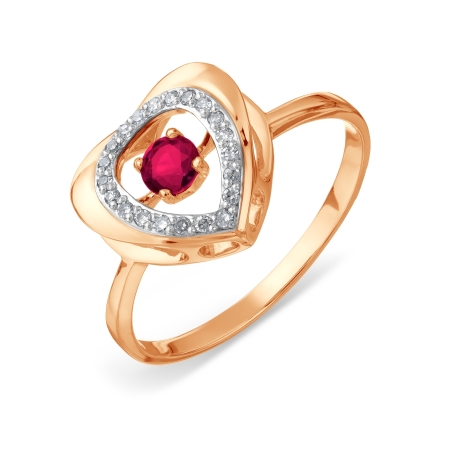 Золотое кольцо с рубином и бриллиантом