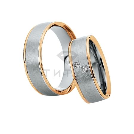 Т-28883 золотые парные обручальные кольца (ширина 7 мм.) (цена за пару)