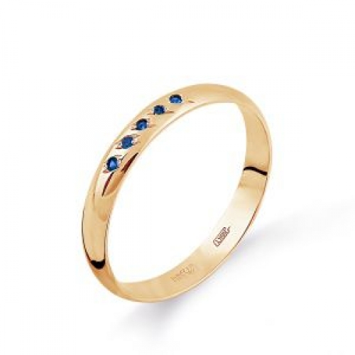 Золотое кольцо обручальное с сапфирами