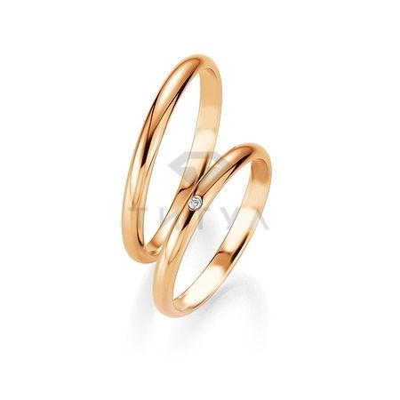 Т-26737 золотые парные обручальные кольца (ширина 2 мм.) (цена за пару)