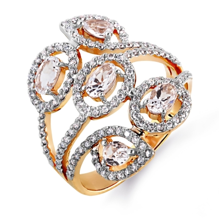 Т141014672 золотое кольцо с топазами, бриллиантами