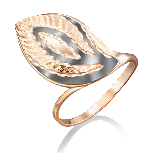 Золотое кольцо без камней с алмазной гранью